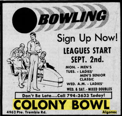 Colony Bowl - March 1974 Ad (newer photo)